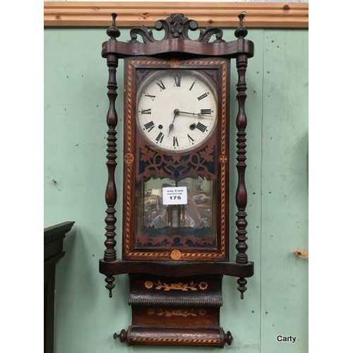 175 - Vict Mah Inlaid Wall Clock