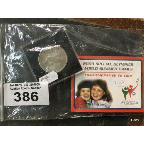 386 - American Peace Dollar & Olympic 5 Pound Coin