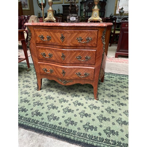 364 - Marble Top Ormolu Mount 3 Drawer Commode 93cm Wide x 50cm Depth x 80cm High