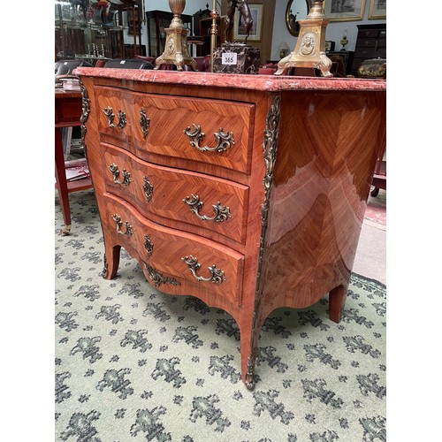 364 - Marble Top Ormolu Mount 3 Drawer Commode 93cm Wide x 50cm Depth x 80cm High
