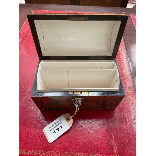 131 - Vict Walnut Barrel Top Brass Bindings Stationery Box