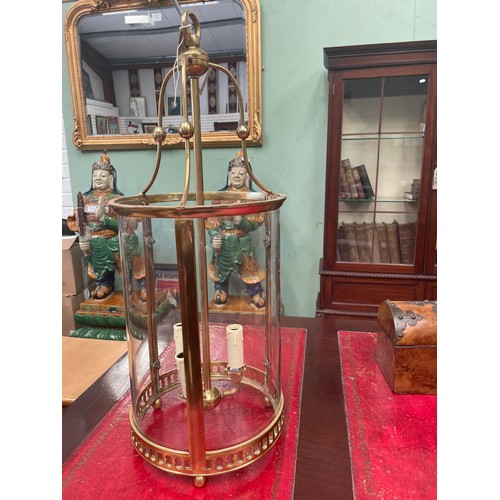 133 - Brass Hanging Hall Lantern 40cm Diameter x80cm High