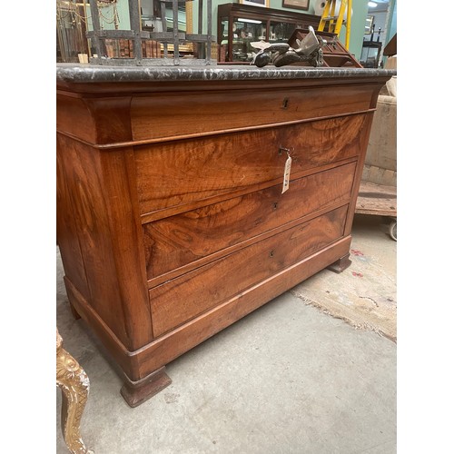 172 - French 3 Drawer Marble Commode.
138x55x90cm High