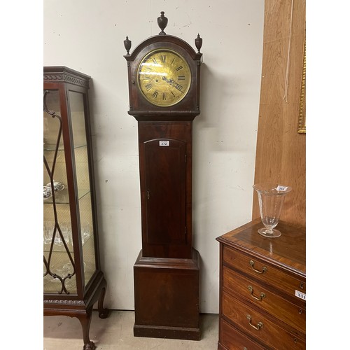 372 - Vict Brass Round Face Mahogany Grandfather Clock P.M.O.
47cm Wide x 210cm H