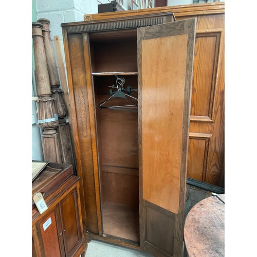 54 - Oak Single Door Wardrobe - 77cm x 44cm x 190cm High