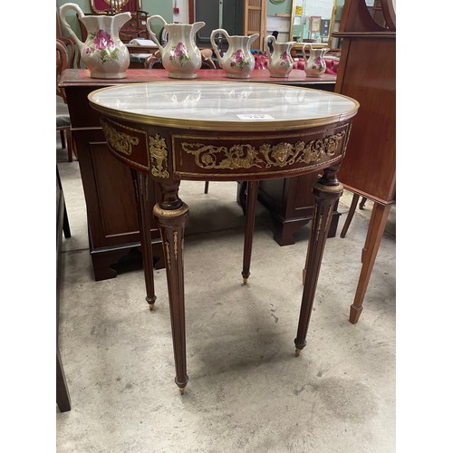 154 - Continental Style Ormula Mounted Round Marble Table. 60cm Wide 79cm High