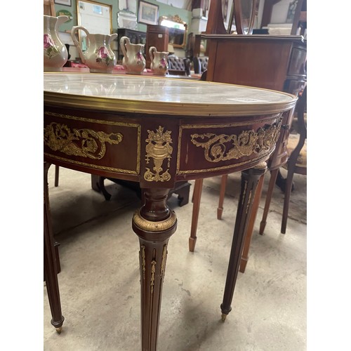 154 - Continental Style Ormula Mounted Round Marble Table. 60cm Wide 79cm High