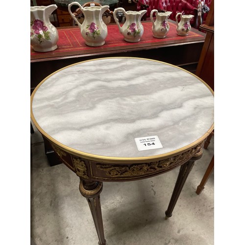 154 - Continental Style Ormula Mounted Round Marble Table. 60cm Wide 79cm High