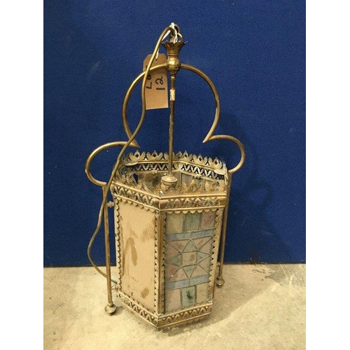 12 - Brass Hex Hall Lantern