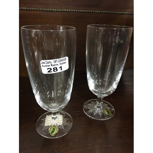 281 - Pr of Waterford Crystal Red Wine Glasses