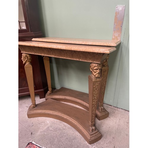 228 - Pair of Marble Top Gilt Base, Empire Style Pier Tables