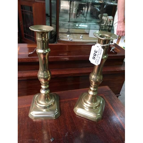 386 - Pr of Brass Candle Sticks