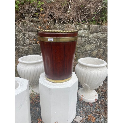 328 - Georgian Mahogany Brass Bound Peat Bucket of Cylindrical Tapering with Brass handles 45cm High x 36c... 