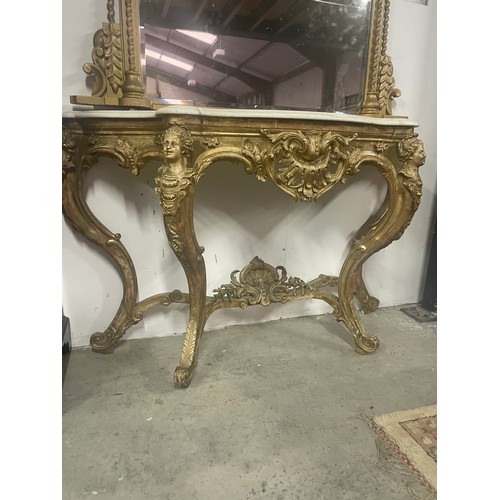 302 - Victorian Gilt Marble Top Console Table.
150cm Wide x 90cm High