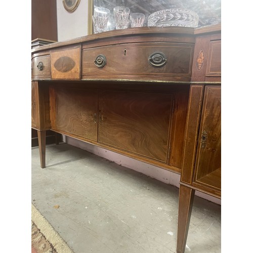 295 - Georgian Mahogany Inlaid  2 Drawer Bow Centre flanked by 2 Drawers over 4 Doors 240cm Wide x 60cm De... 