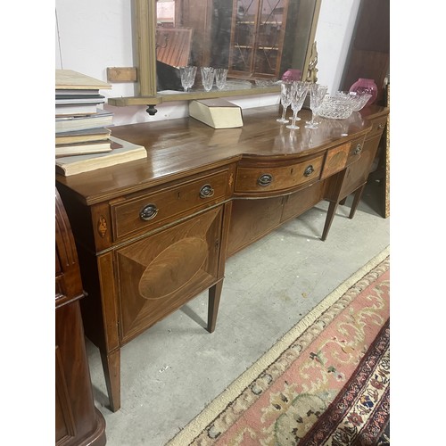 295 - Georgian Mahogany Inlaid  2 Drawer Bow Centre flanked by 2 Drawers over 4 Doors 240cm Wide x 60cm De... 