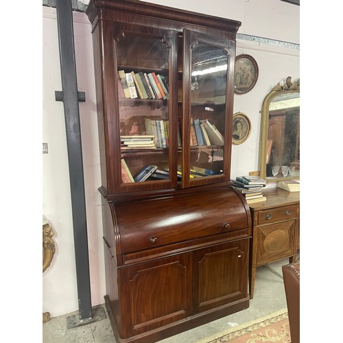 300 - Superb  Quality  Vict  Cylinder Top 2 Door  Bureau Bookcase