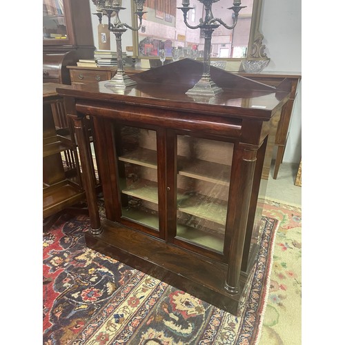 290 - Reg  Mahogany Pillar Front Glass Door Cabinet