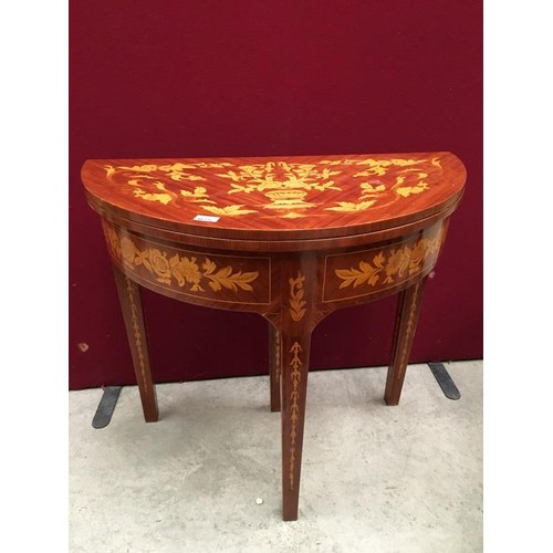 75 - Continental Style 1/2 Moon  Inlaid card Table