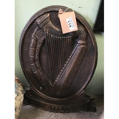 119 - Cast Iron Oval Harp Wall Plaque