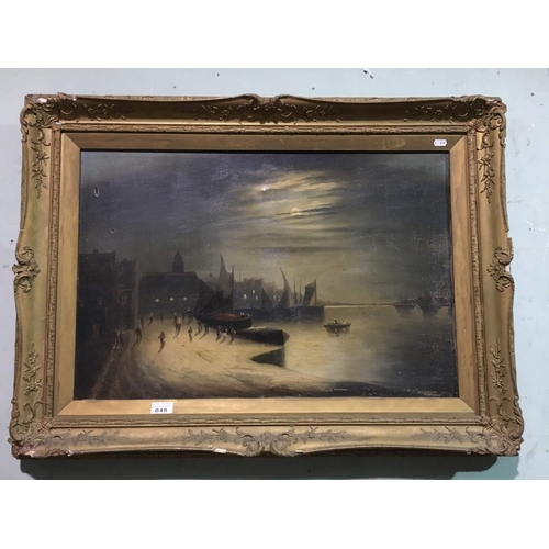 48 - Vict Gilt Frame Oil Painting  (Harbour Scene)