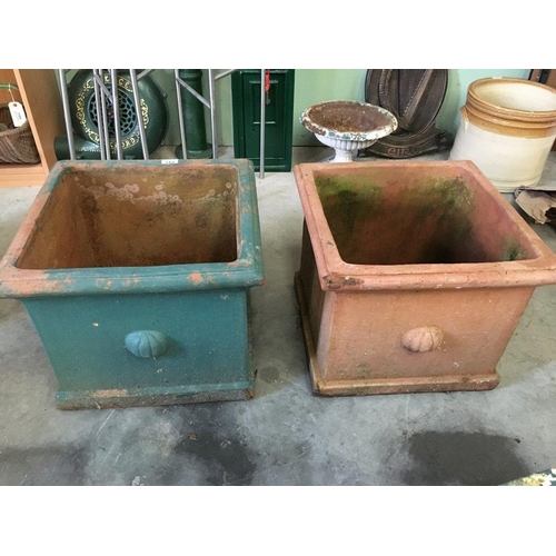 349 - 2 large Square Terracotta Pots