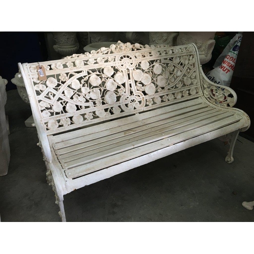 355 - Oak Leaf Cast Iron Seat with Wooden Seat