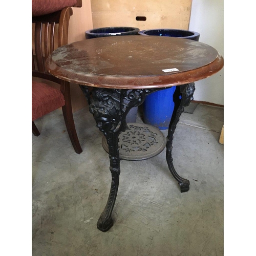 377 - Cast Iron  3 Leg Round Pub Table