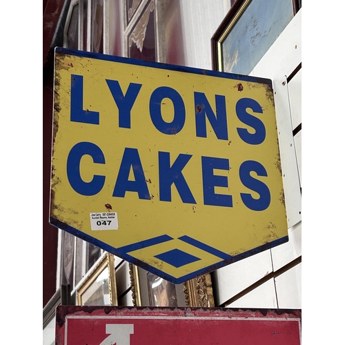 47 - Lyons Double Side Tin Sign