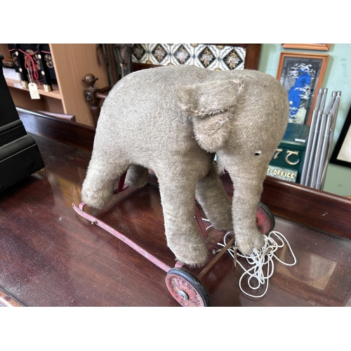 390 - Vintage Toy Elephant On Wheels