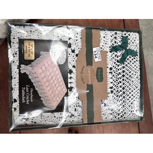 134 - Crochet Table Cloth in Box