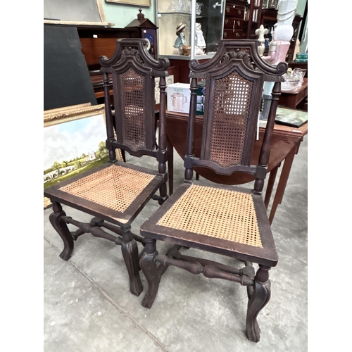 146 - Pr of Vintage Cane Seat  Hall Chairs