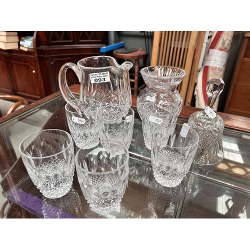 93 - 6 Whiskey Glasses  & Vase