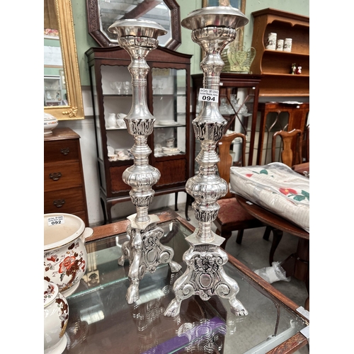 94 - Large Pr Of Silver plated Candle Holders  55 H