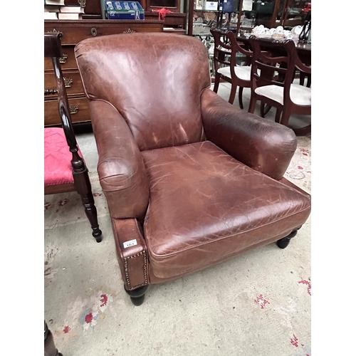 163 - Brown Vintage Leather Library Chair