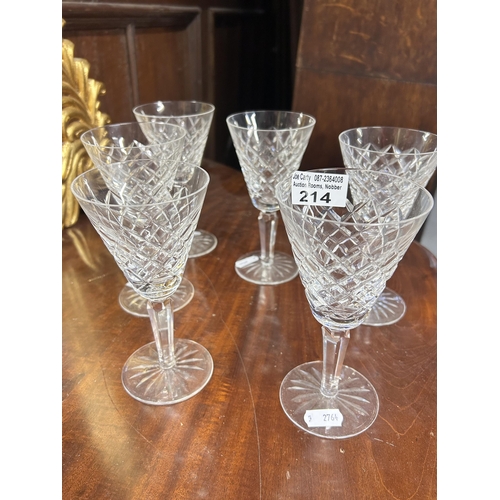 214 - Set of 6 Waterford Crystal Wine Glasses