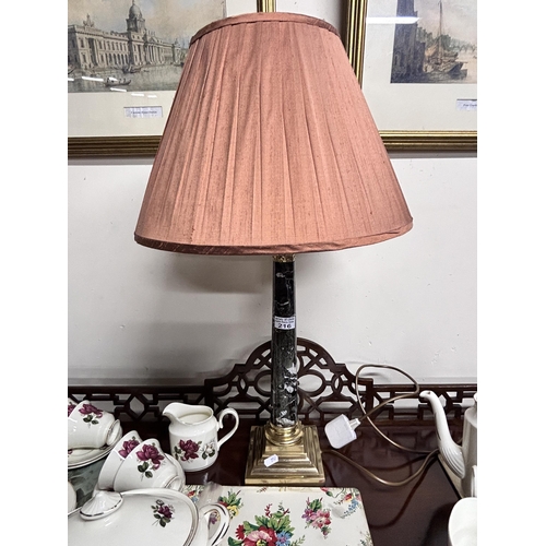 216 - Brass Base and Marble Column Reading Lamp