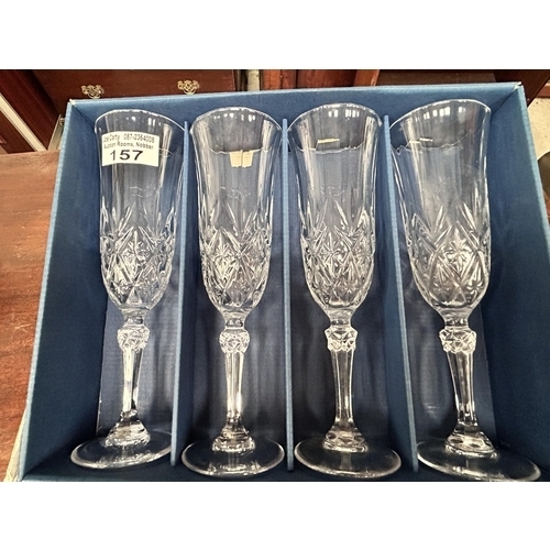 157 - Set of 4 Crystal Champagne Flutes