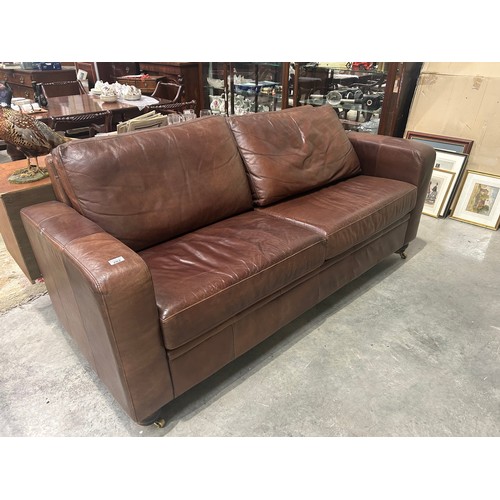 202 - Leather 2  Seater  Club Style Couch  200cm Length.