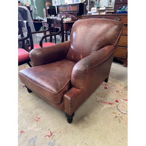 163 - Brown Vintage Leather Library Chair