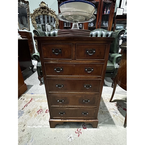 25 - Crossbanded 2 Over 4 Walnut Chest 85cm x 48 cm