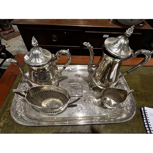 27 - 5Pcs  Plated Tea & Coffee Set