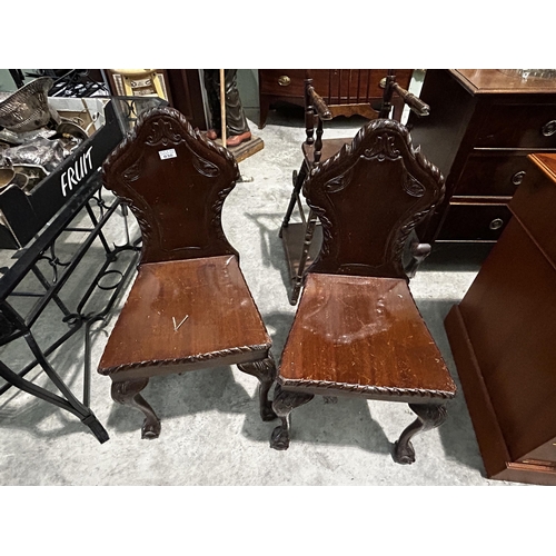 30 - Pr Of Modern Carved Hall Chairs