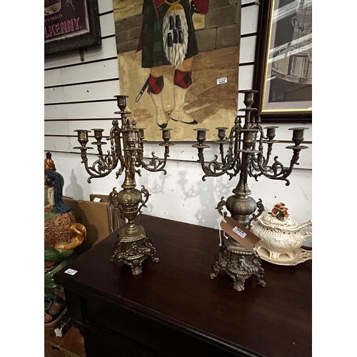 46 - Pr Of 5 Branch Brass Style Candleabras