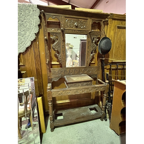 64 - Vict Carved Oak Hall Stand 110 w