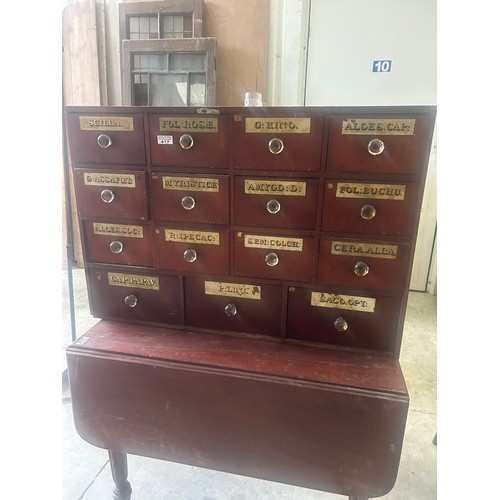 417 - Bank of 15 Chemist Drawers, All Glass Handles