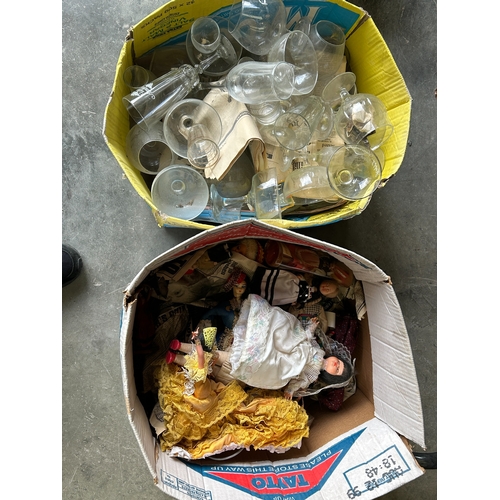 22 - Box of Misc Glasses & Dolls