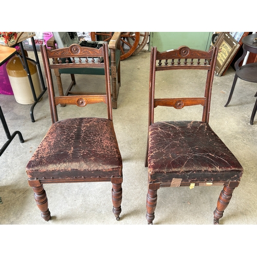 25 - Pr of Ed Leather Covered Chairs