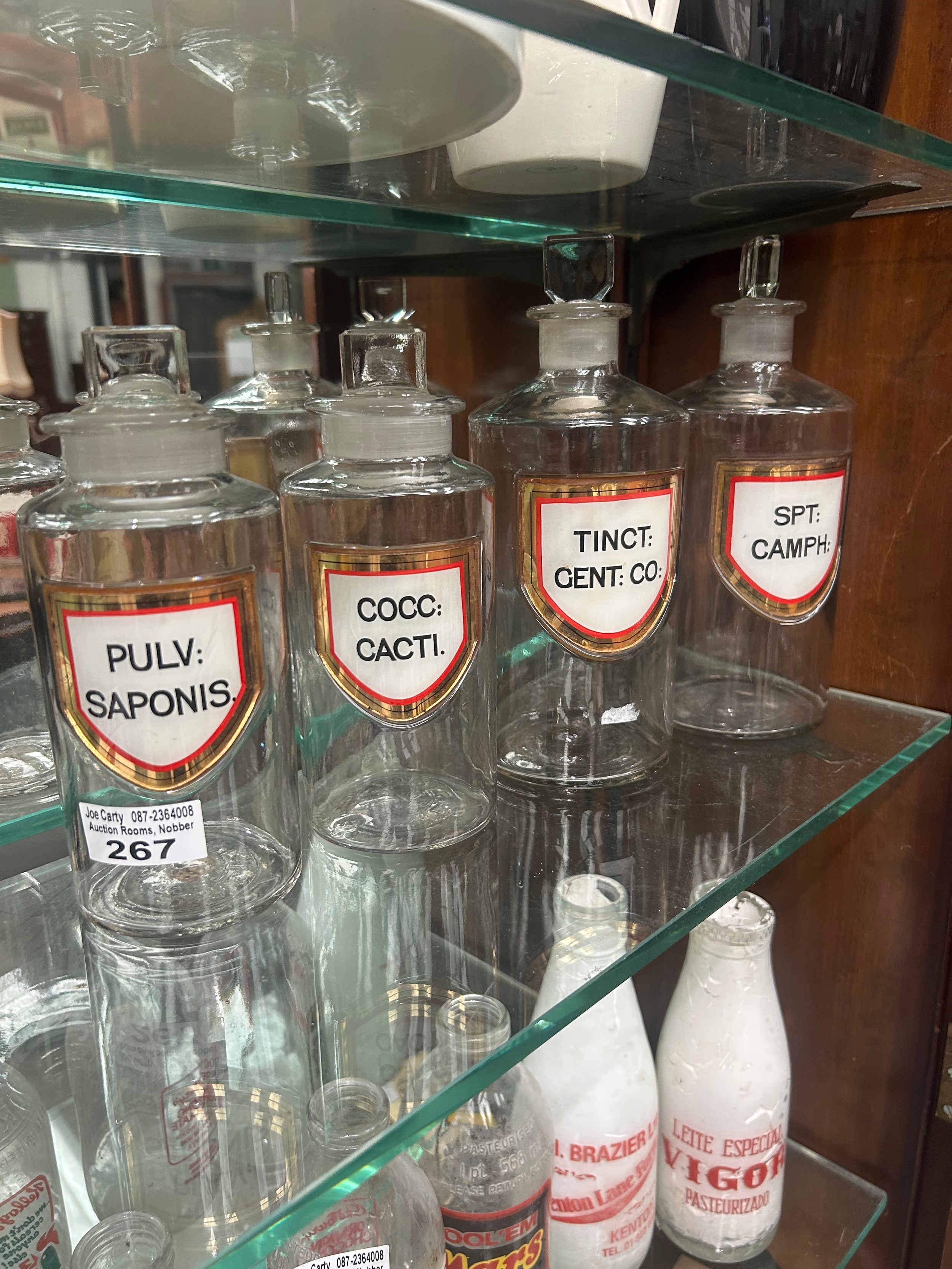 4 Gilt Label Chemist Bottles