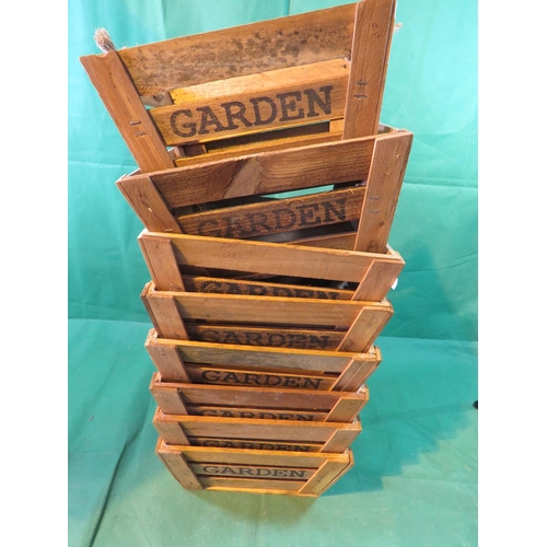 475 - EIGHT WOODEN GARDEN PLANTERS - AS NEW